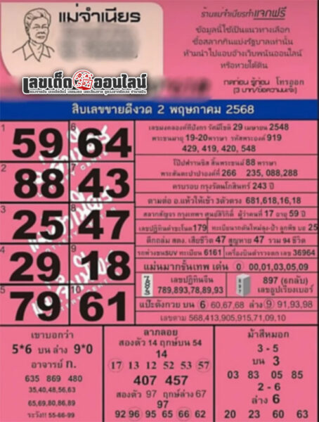 รูปภาพเลขเด็ดหวยเเม่จำเนียรของ lekdedonline