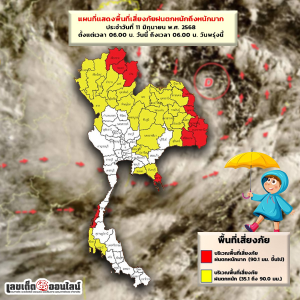 รูปภาพพื้นที่เสี่ยงฝนตกหนักในประเทศไทยของ lekdedonline